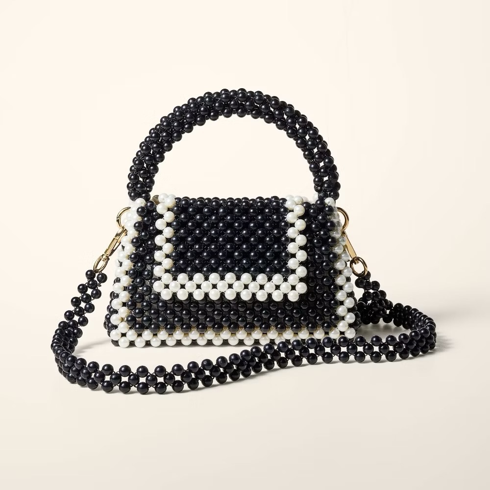 Kate Spade New York x Target Black/White Colorblock Beaded Crossbody Bag